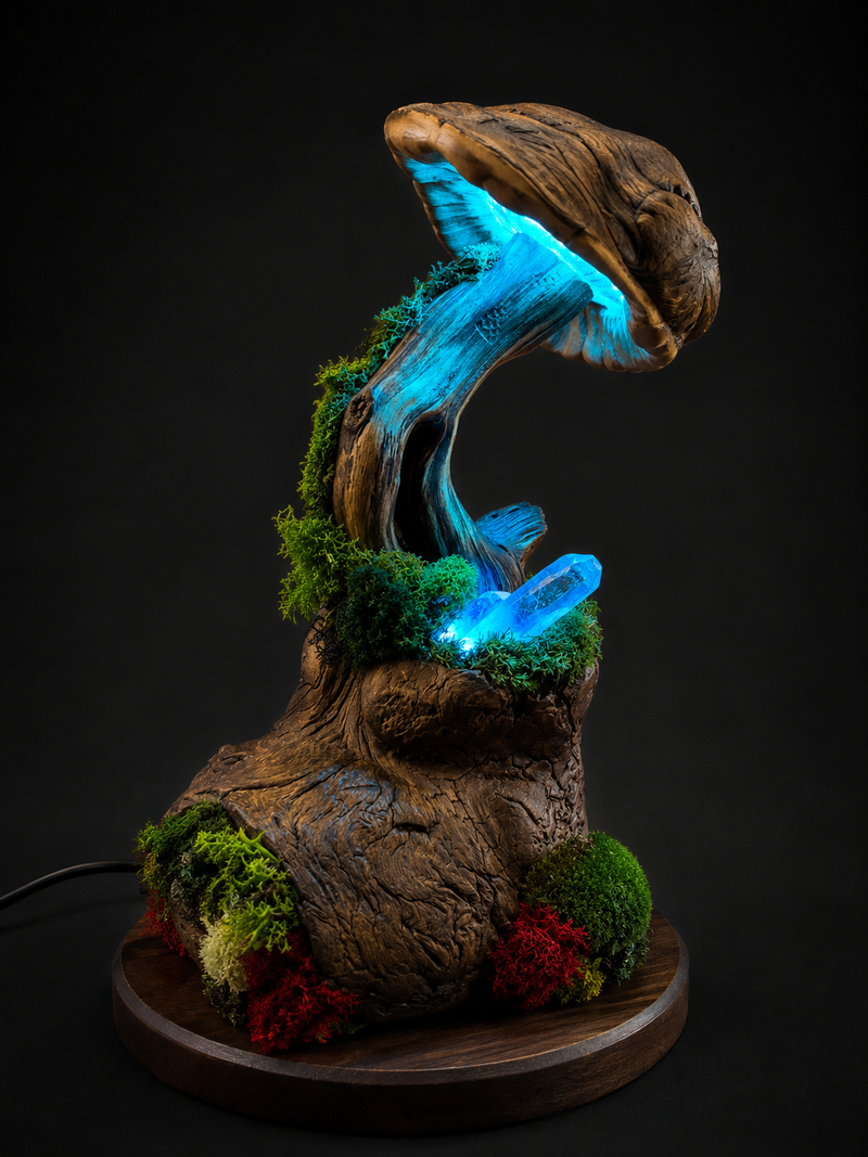 Glowing Celestial Forest Crystal Mushroom Lamp